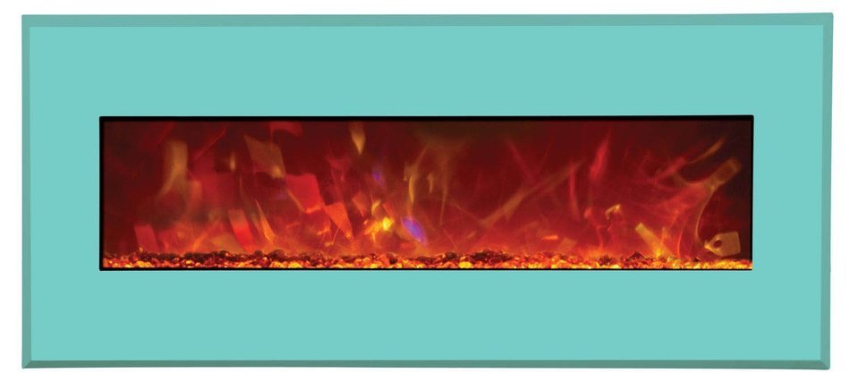 Amantii Advanced Series Wall Mount/Built-In Electric Fireplace with Coastal Blue Steel Surround, 58 Inch