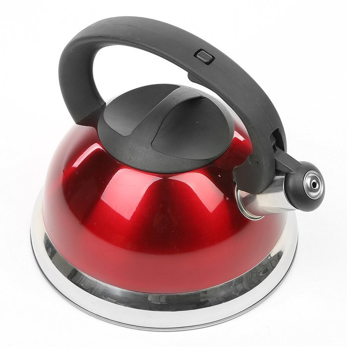 MyGift Stainless Steel Tea Kettle, 3 Quarts Whistling Water Pot, Silver N7