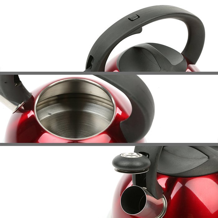 MyGift Stainless Steel Tea Kettle, 3 Quarts Whistling Water Pot, Silver N8