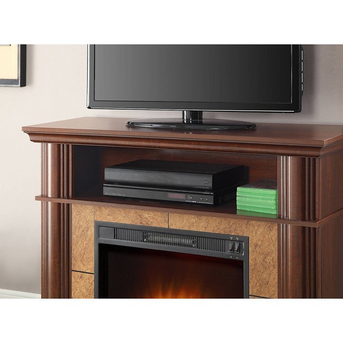Better Homes and Gardens TV Stand for TV's Up To 54" with Fireplace and Cherry Finish N6