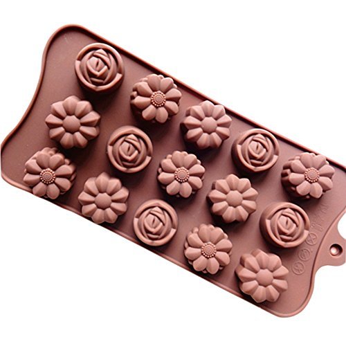 15 Holes New Rose Cake Chocolate Ice Lattice Silicone Mold Pan 8.6"x4.1"x0.59" Color At Random N2