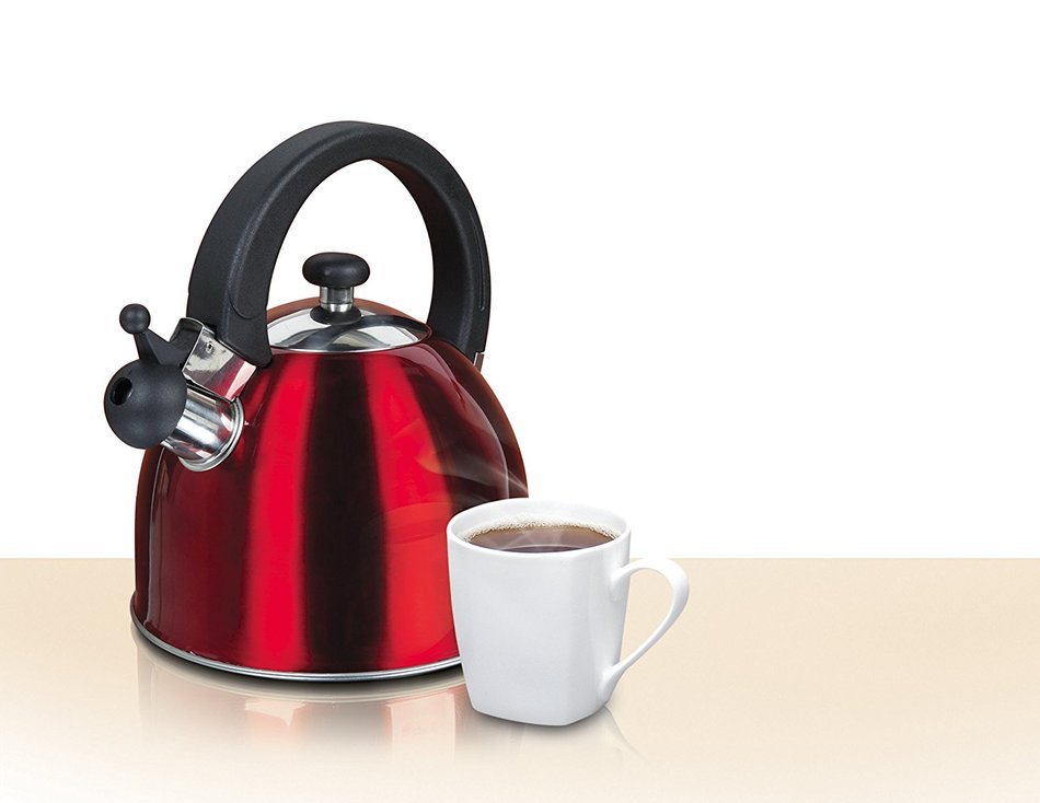 Mr Coffee Walston Stainless Steel Tea Kettle, 2 quart, Metallic Red
