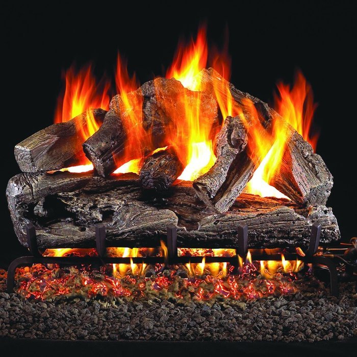 Peterson Real Fyre 24-inch Rugged Oak Log Set With Vented Propane Ansi Certified G46 Burner - Electronic On/Off... N2