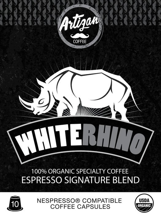 100% USDA Certified Organic Coffee - Nespresso Compatible Capsules - White Rhino Espresso Signature Blend (Multipack... N2