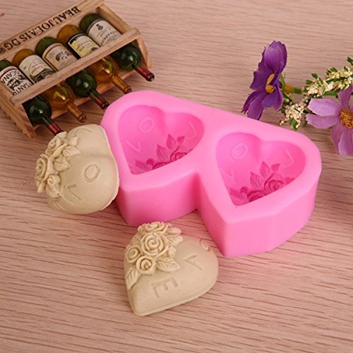 "Double Heart Shape Fondant Cake Mould Silicone Chocolate Decorating Mold" shopping N3