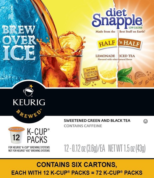 Snapple Half and Half Lemonade Iced Tea, Keurig K-Cups, 72 Count N2