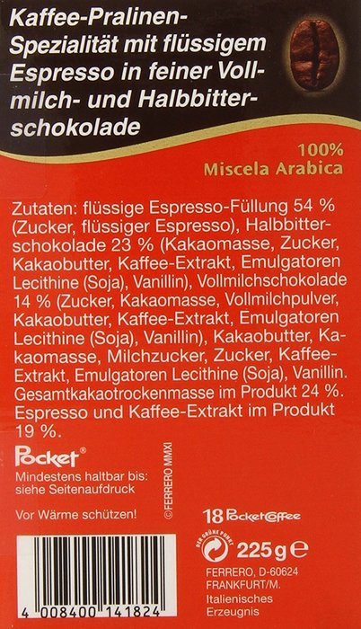 Pocket Coffee Ferrero 6-18 Piece Packs (108 Piece Case) N2