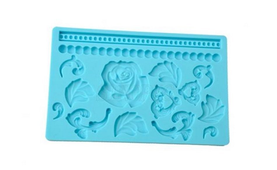 SHINA 1PC Silicone Mold Rose Flower Leaves Printing Mould Fondant Cake Decorating Tool
