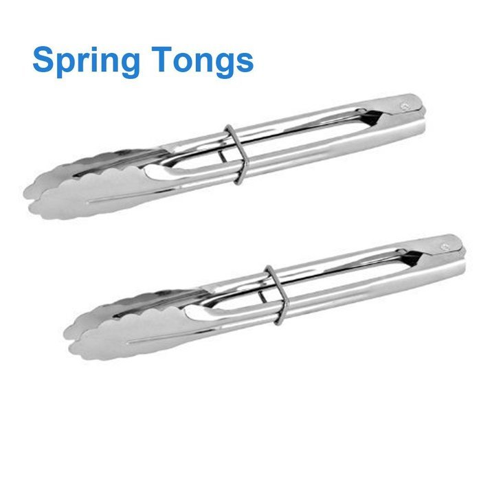[2 Pack] Foho 8.8 Inch Stainless Steel Baking Barbecue Spring Tongs N2