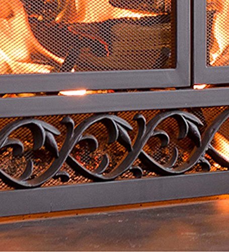 Small Cast Iron Scrollwork Fire Screen With Doors, in Black N2