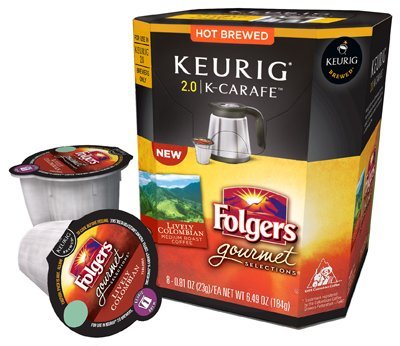 Keurig 114692 Folgers Lively Colombian Coffee K-Cup Carafe, 8 Count