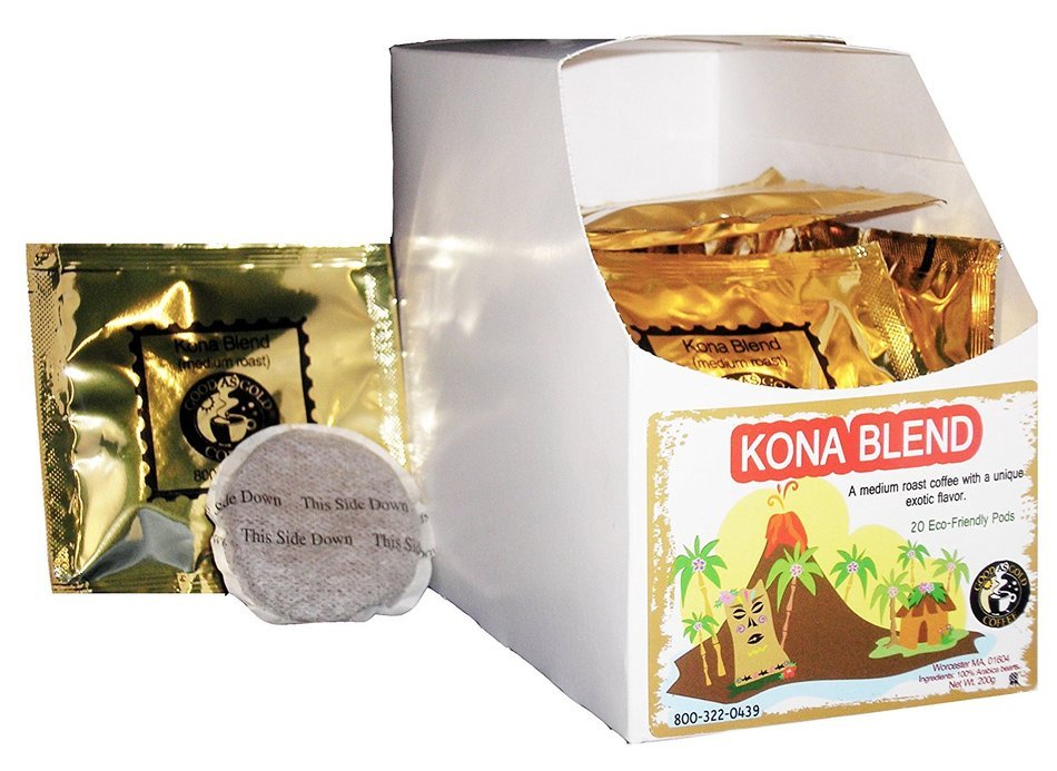 KONA BLEND COFFEE PODS - Good As Gold Coffee - (1 Box / 20 Coffee Pods)