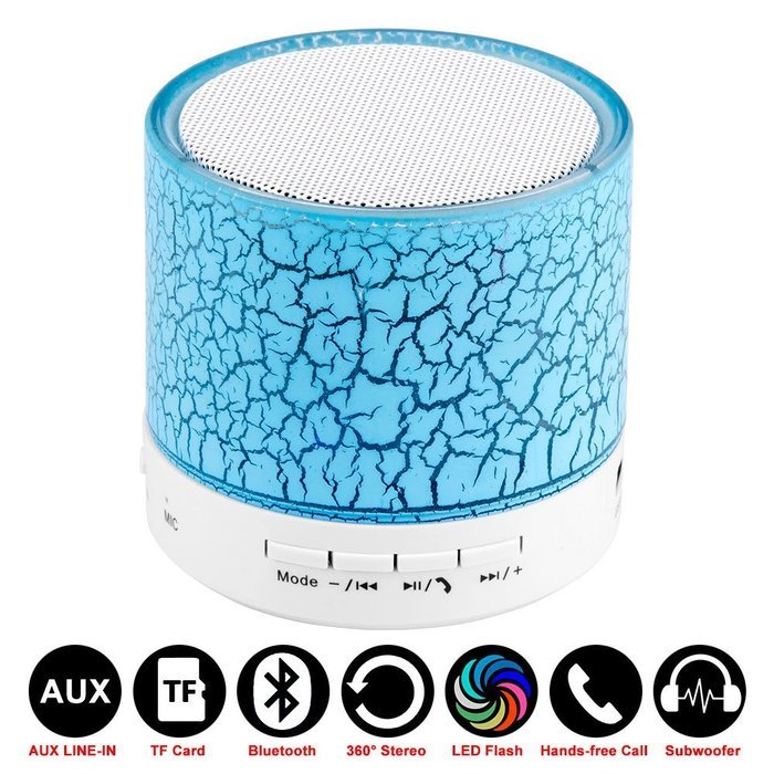 Mini Bluetooth Speaker LED Flash Crack Pattern Support LINE-IN/USB Flash Drive/TF Card/Mic/Calls/Music/FM Radio... N7