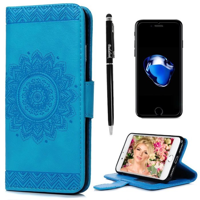 iPhone 7 Case (4.7 inch) - Wallet Folio Flip Embossed Totem PU Leather Case with Stand Card Slots and Slim Fit... N19