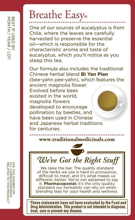 Traditional Medicinals Breathe Easy Tea, 16 Tea Bags (Pack of 6) N5