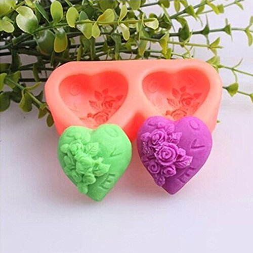 "Double Heart Shape Fondant Cake Mould Silicone Chocolate Decorating Mold" shopping N4