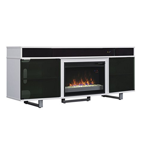 Enterprise Glossy White Finish 26-inch Classic Flame Electric Indoor Fireplace Media Mantel