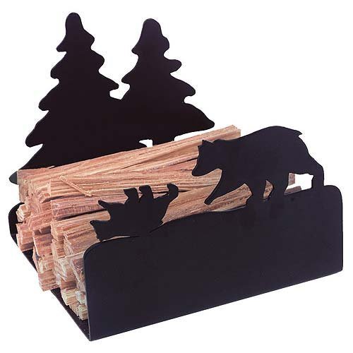 Black Steel Bear Fatwood Holder - 9 x 11 inch