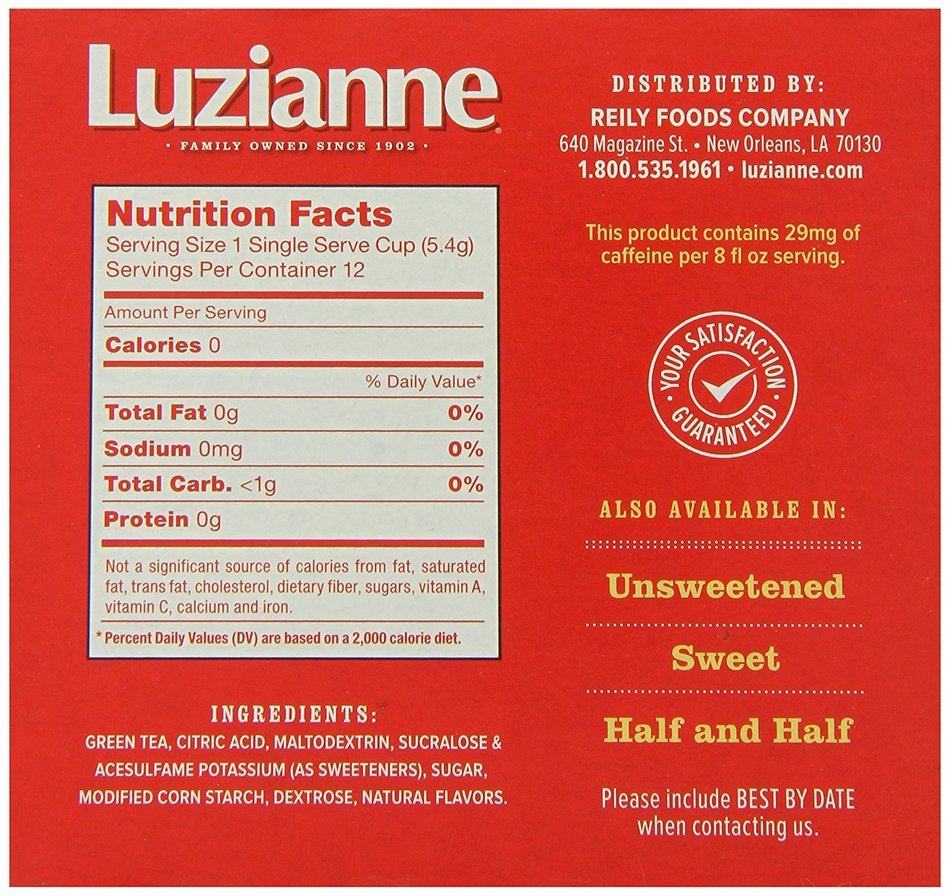 Luzianne Iced Tea, Sweet Flavor, Single Serve Tea Cups, 12 Count N10