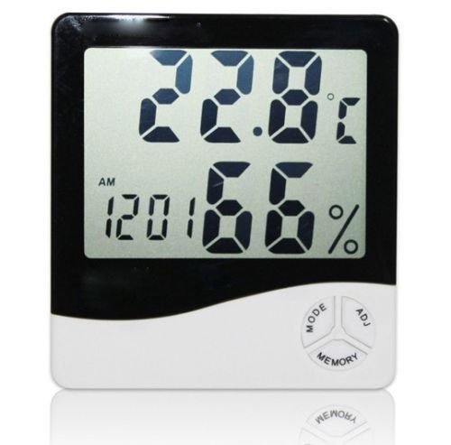 LanLan Hot sale!! New LCD Digital Thermometer Temperature Humidity Meter Hygrometer Clock HTC-1 free shipping...