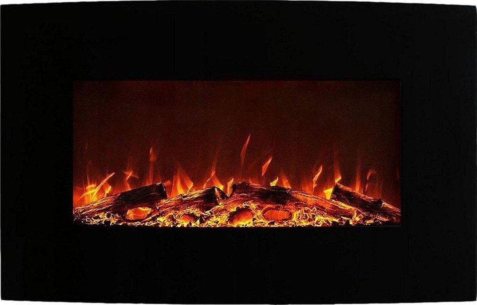 Neptune 35 Inch Curved Black Wall Mounted Electric Fireplace