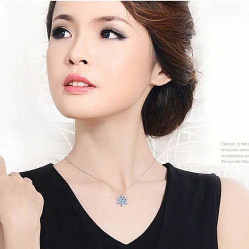 Hot Women Silver Blue Crystal Snowflake Flower Charm Pendant Necklace Jewelry N2