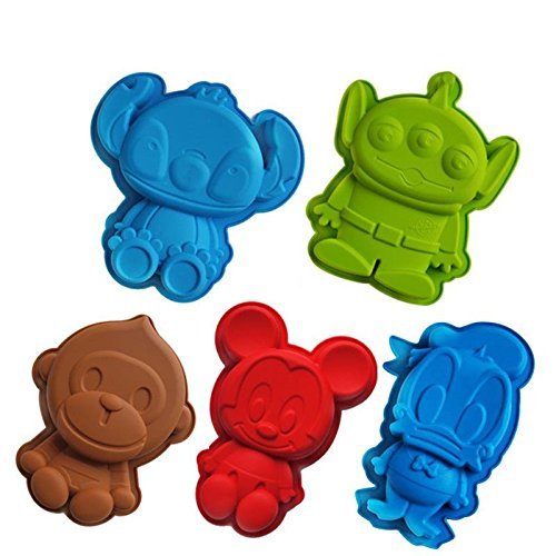 6PC/SET Silicone Monster Mickey Donald Duck STITCH Monkey Cake Chocolate Pudding Jelly Candy Ice Cookie Mold Mould...