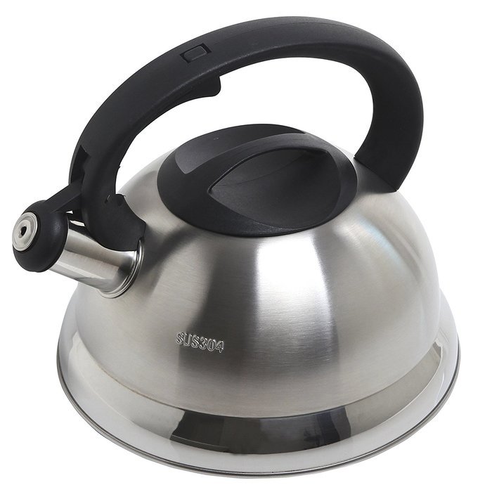 MyGift Stainless Steel Tea Kettle, 3 Quarts Whistling Water Pot, Silver N10