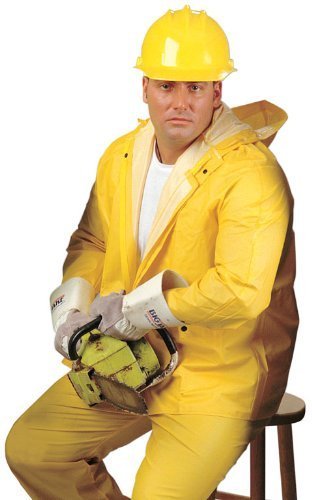 MCR Safety 20034XL 3-Pc Suit w/ Detachable Hood & Bib Pants, Yellow, 4XL by River City Garments