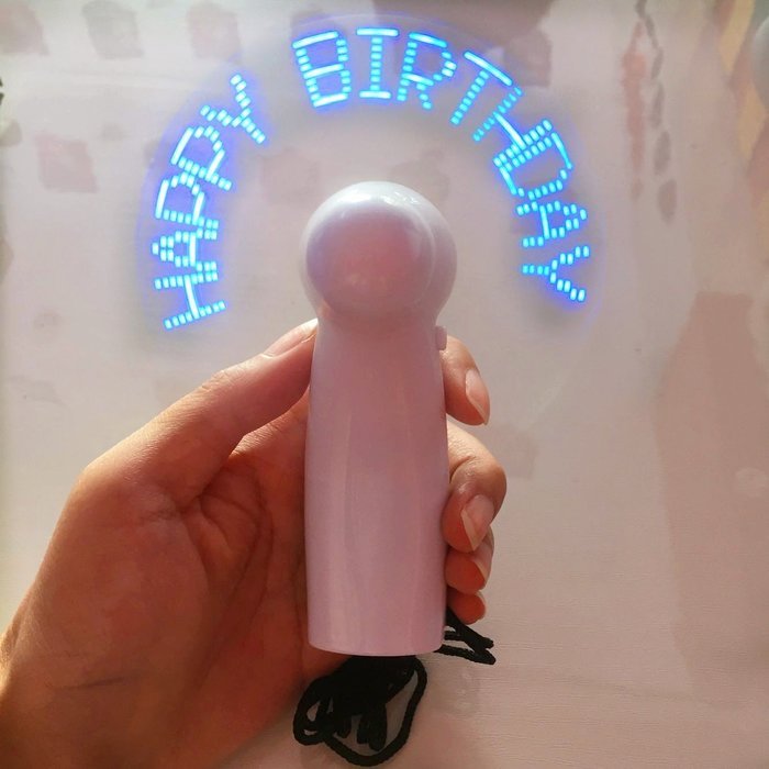 Winsa Mini Fan, Led Light Word, Customizable with the Words You Want (Red "I LOVE YOU")