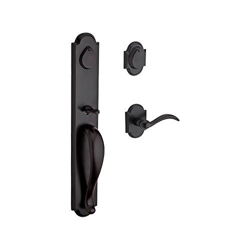 Baldwin DCELKXARCLRAR481 Reserve Double Cylinder Handleset Elkhorn x Arch with Rustic Arch Rose, Dark Bronze Finish...