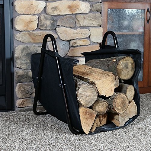 Log Indoor/Outdoor Firewood Log Holder with Carrier
