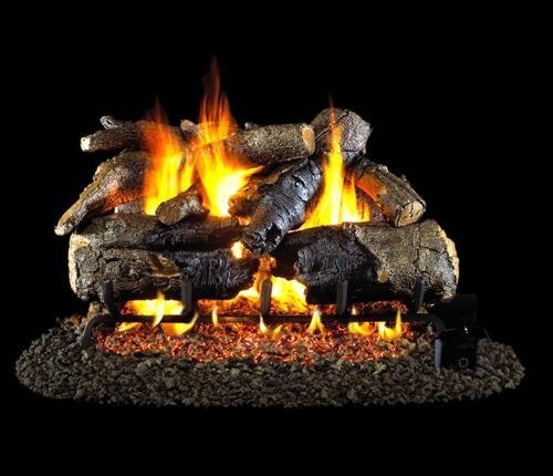 Peterson Real Fyre 24-inch Charred American Oak Log Set With Vented Propane Ansi Certified G46 Burner - Variable...