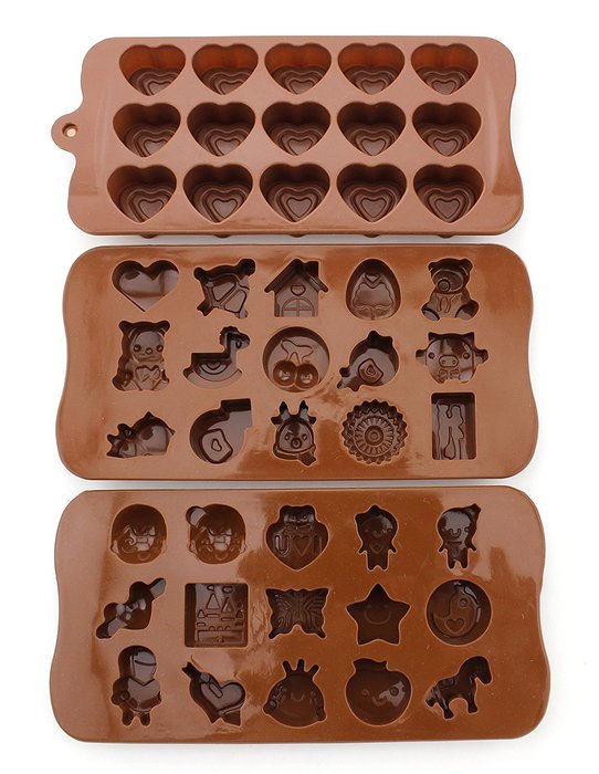 Set of 3 - ZICOME 15 PIECE Nonstick Children's Character Silicone Candy Molds, Chocolate Molds, Jelly Molds, Soap... N5