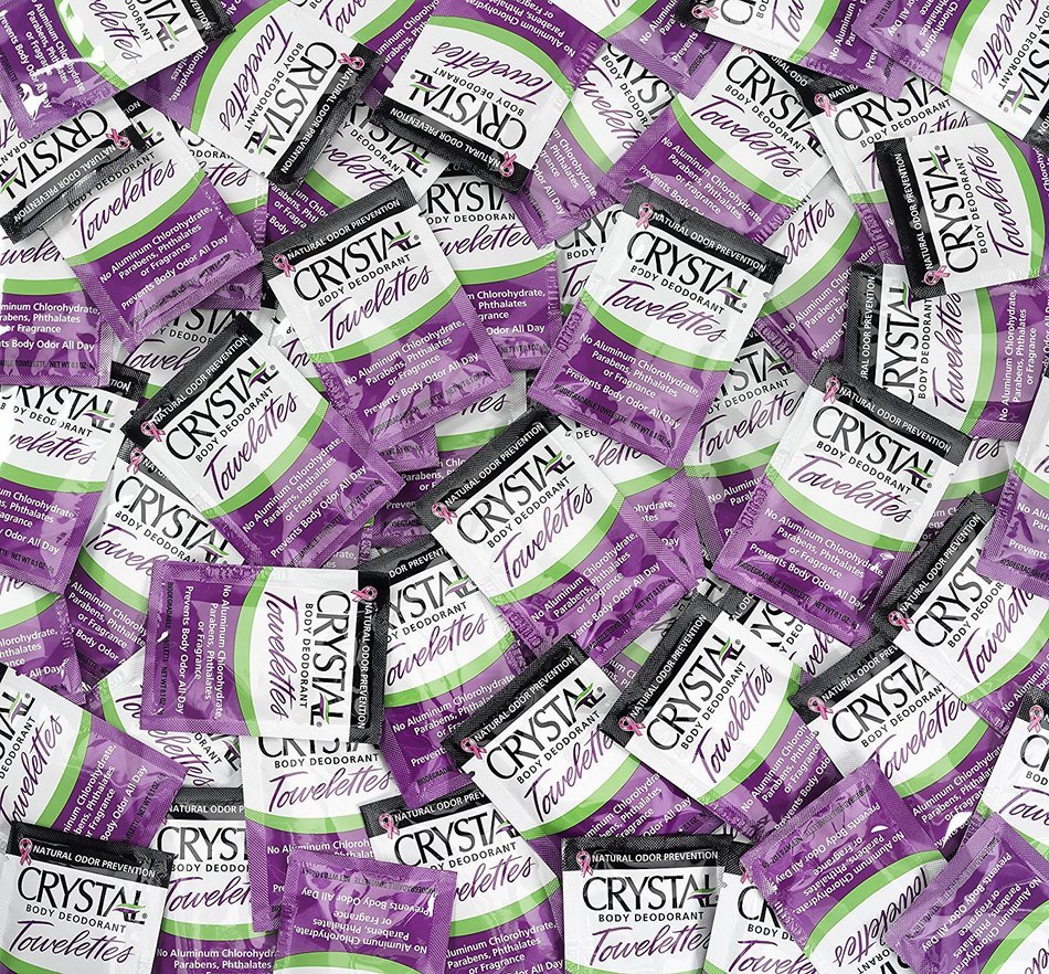 CRYSTAL essence Mineral Deodorant Towelettes - Lavender & White Tea - 24 Pack
