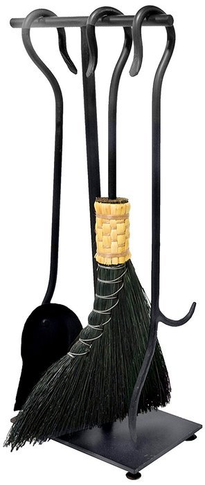 Ironhaus Hand Forged Fireplace Tool Set in Natural Finish, Original Design, 7" L x 24" H x 10" W, Black