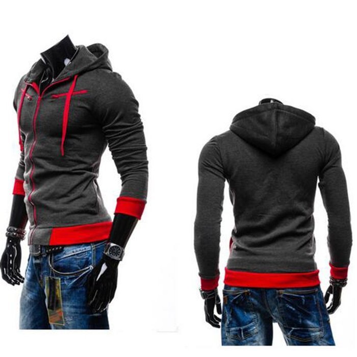 Yaheeda Men's Long Sleeve Full-zip Hooded Casual Jersey Sweatshirt Pullover Shirt N4