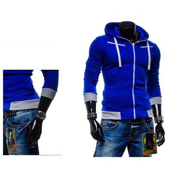 Yaheeda Men's Long Sleeve Full-zip Hooded Casual Jersey Sweatshirt Pullover Shirt N5