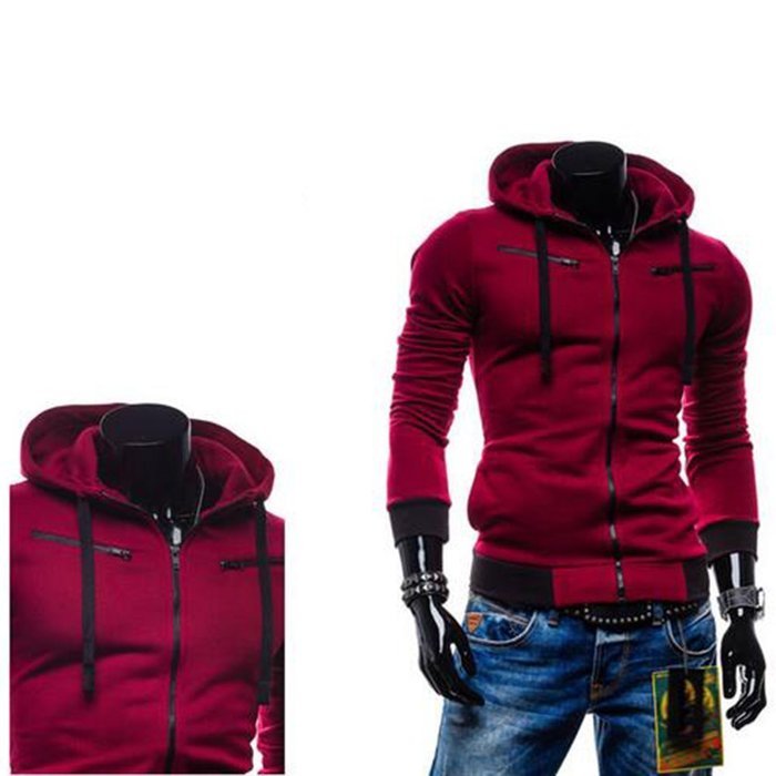 Yaheeda Men's Long Sleeve Full-zip Hooded Casual Jersey Sweatshirt Pullover Shirt N6