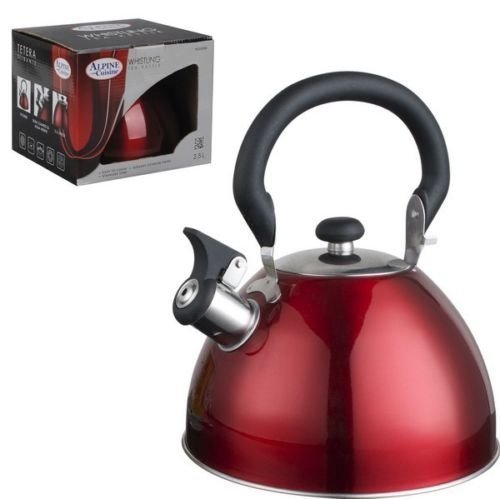 Alpine Cuisine Beautiful Whistling Metallic Red Tea Kettle 2.5l