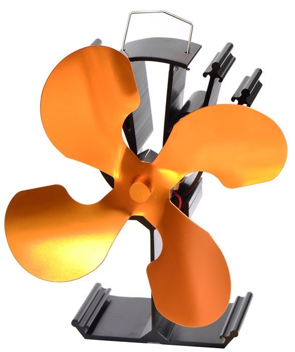 4-Blade Heat Powered Stove Fan for Wood / Log Burner/Fireplace - Eco Friendly(Gold)