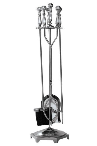 Pewter Fireplace Tool Set, 32"Hx10"DIAM, PEWTER