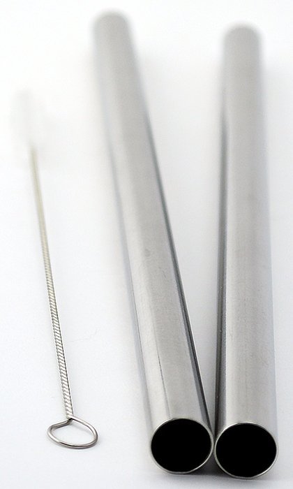 2 BOBA Straw Stainless Steel Extra Wide 1/2" x 9.5" Long Tapioca Pearl Bubble Tea Thick FAT - CocoStraw Brand