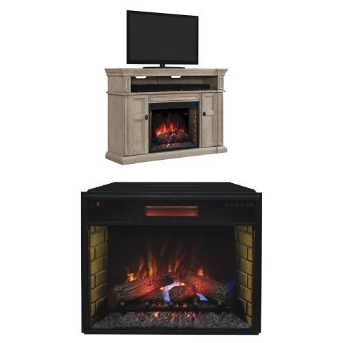 Complete Set Wyatt Media Mantel with 28" Infrared Spectrafire Plus Insert with Safer Plug