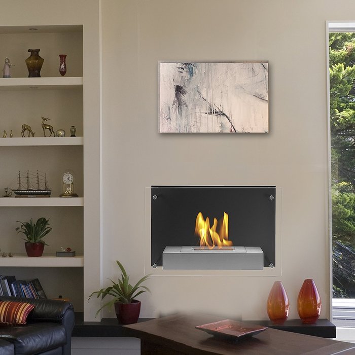 Utopia Alley Wall Mounted Ethanol Fireplace, Stainless Steel / Black N2