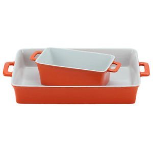 Omniware 1179245 2 Piece Baker Set with a Rectangle Baker and a Loaf Baker, Orange