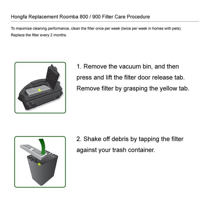 Hongfa Irobot Roomba Replacement Filter Roomba Hepa Filter and 3 Armed Side Brush for Roomba 800 Series Replenishment... N2