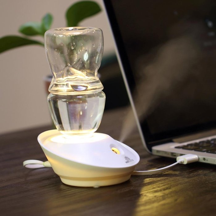 Leewa USB Mini Bottle Cap Humidifier Office Air Diffuser (White)