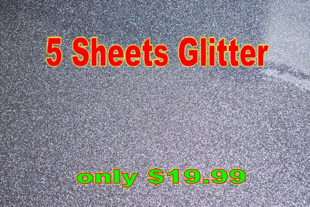 5-pack Glitter Iron-on Heat Transfer Vinyl Sheets,t-shirt Glitter Heat
