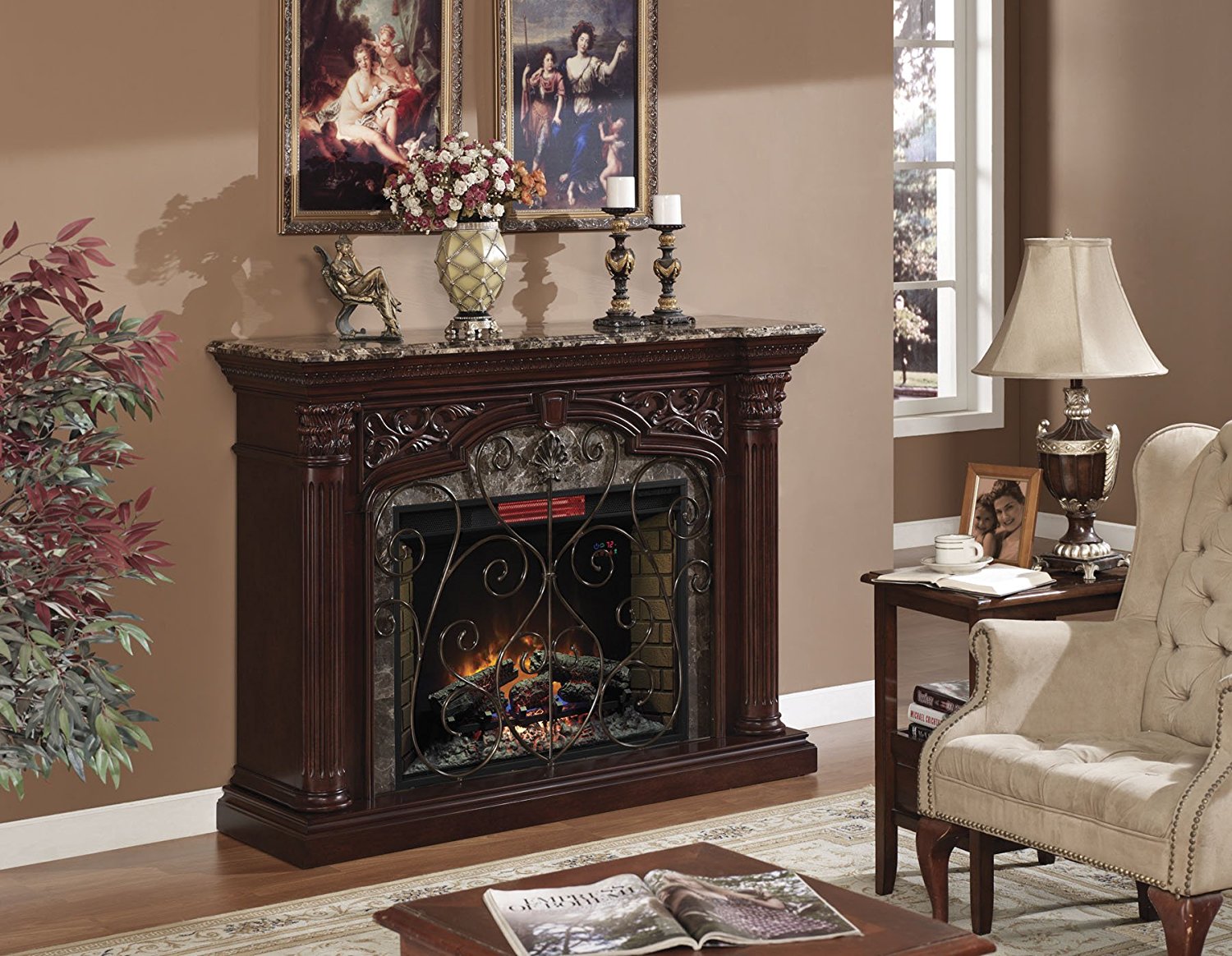 Classicflame 33wm0194 C232 Astoria Wall Fireplace Mantel Empire Cherry Electric Fireplace 1039